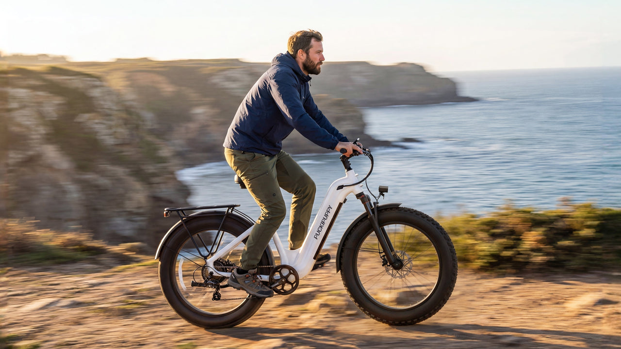 A man is enjoying himself riding the best electric bike for adults that suits him perfectly.