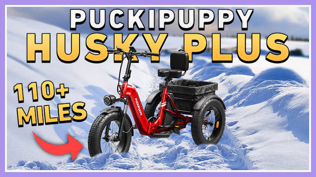 <p><strong>The PUCKIPUPPY Husky Plus can go the DISTANCE…110 Miles! Get out & Live Life...Electric Trike Life!</strong></p>