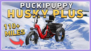 <p><strong>The PUCKIPUPPY Husky Plus can go the DISTANCE…110 Miles! Get out & Live Life...Electric Trike Life!</strong></p>