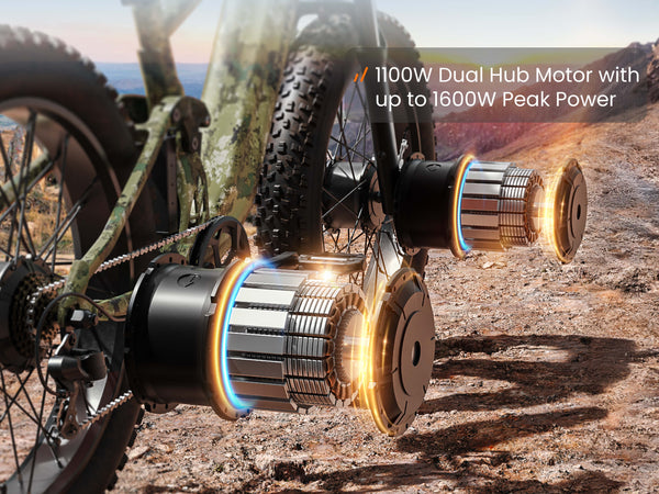 1100W Dual Hub Motor, 1600W Peak