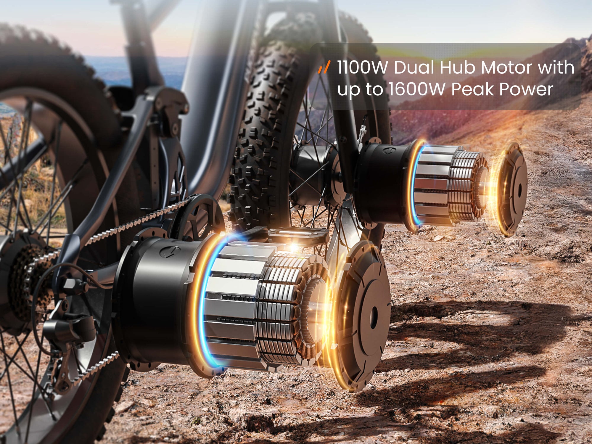 1100W Dual Hub Motor, 1600W Peak