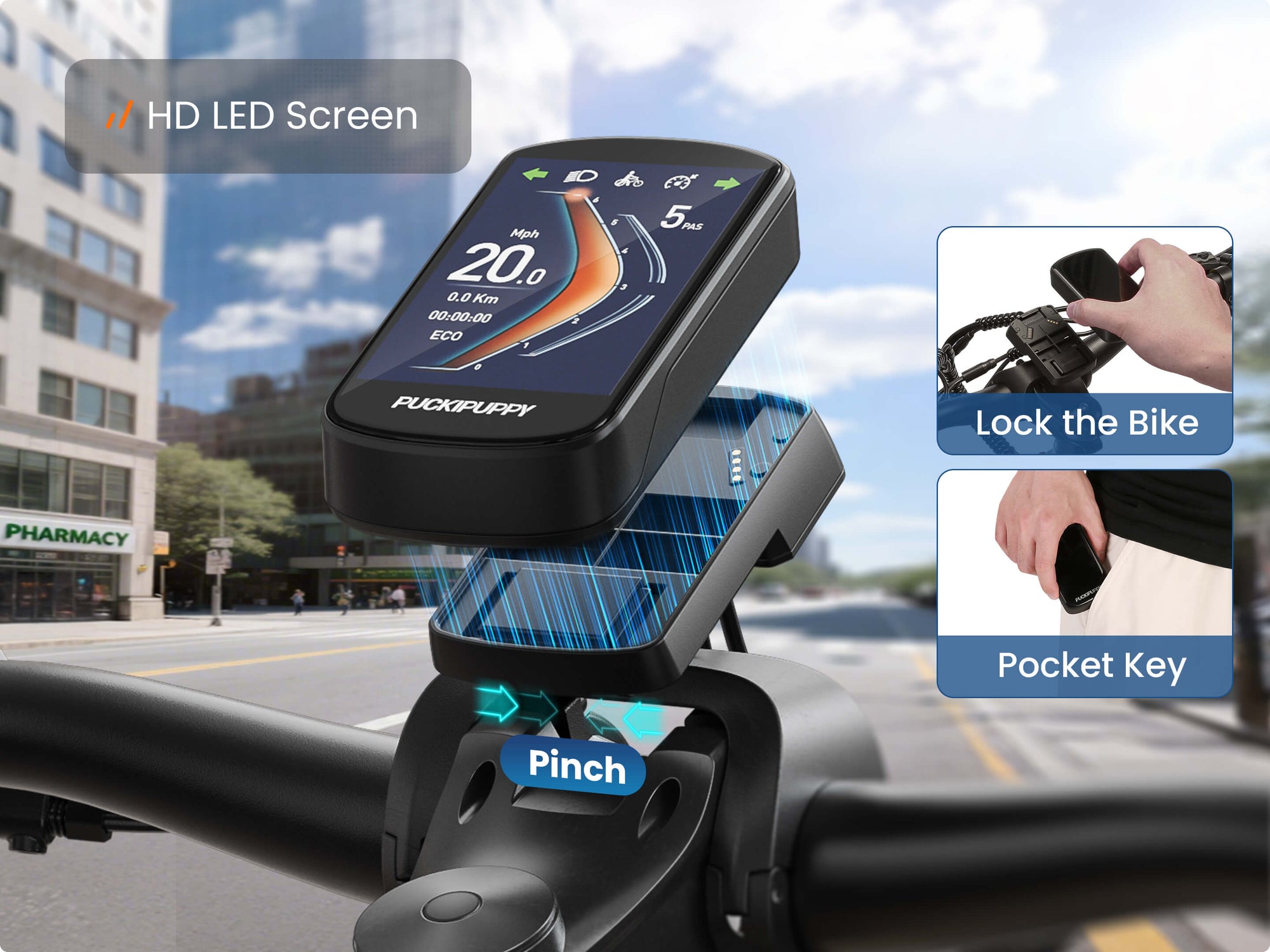 HD LED Screen Lock the Bike Pocket Key