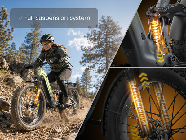 The Labrador Pro ST features a full-suspension design, offering an enhanced, comfortable riding experience.