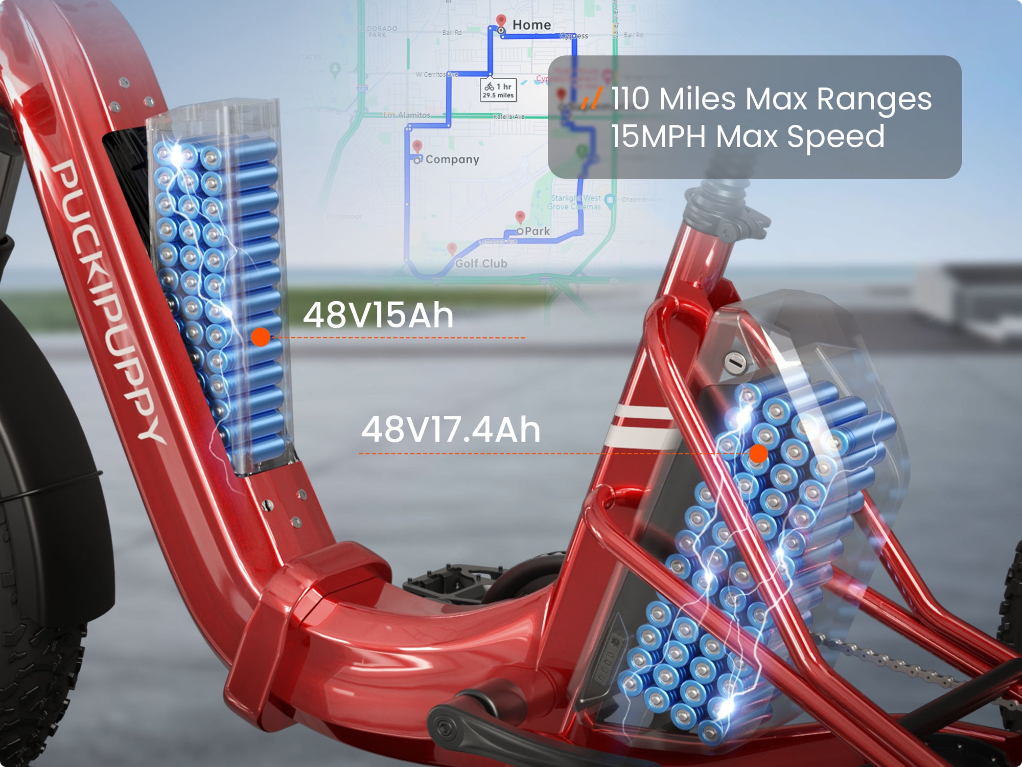 110 Miles Max Ranges 15MPH Max Speed