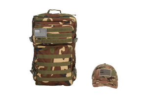 Camouflage Backpack and Camouflage Hat